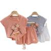 2026 Summer Girls' Cotton Short-Sleeve T-shirt and Shorts Set - Casual Stylish Two-Piece for Kids