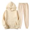 Herren einfarbiger Fleece-Pullover-Hoodie & Sweatpants-Set