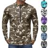 Men's Long Sleeve Cycling Jersey Breathable Quick Dry Zip Up Round Neck Printed Sports Shirt for Outdoor Activities