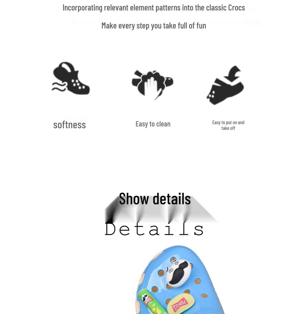 Pringles Mr. Big Beard Cartoon Crocs: Kids' Non-slip Beach Sandals & Slippers