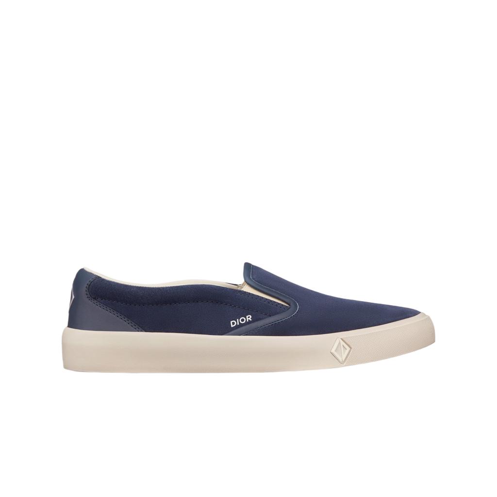 Dior B101 Slip On Sneakers Navy Blue Suede Smooth Calfskin