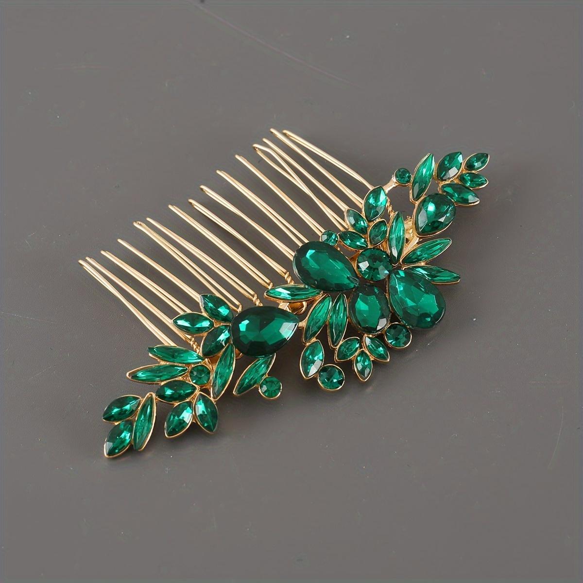 

Large Eye Accessories with Rhinestones Arranged for Wedding Season Gifts, Party Gifts, Metal Hair Combs, Hair Ornaments, And Headpieces. зелёный