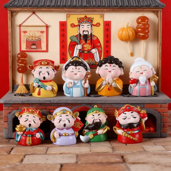 Kreslená figurka Boha bohatství, ručně malovaná soška čínských nesmrtelných, pryskyřičná socha, domácí kancelářská stolní dekorace, ozdoba