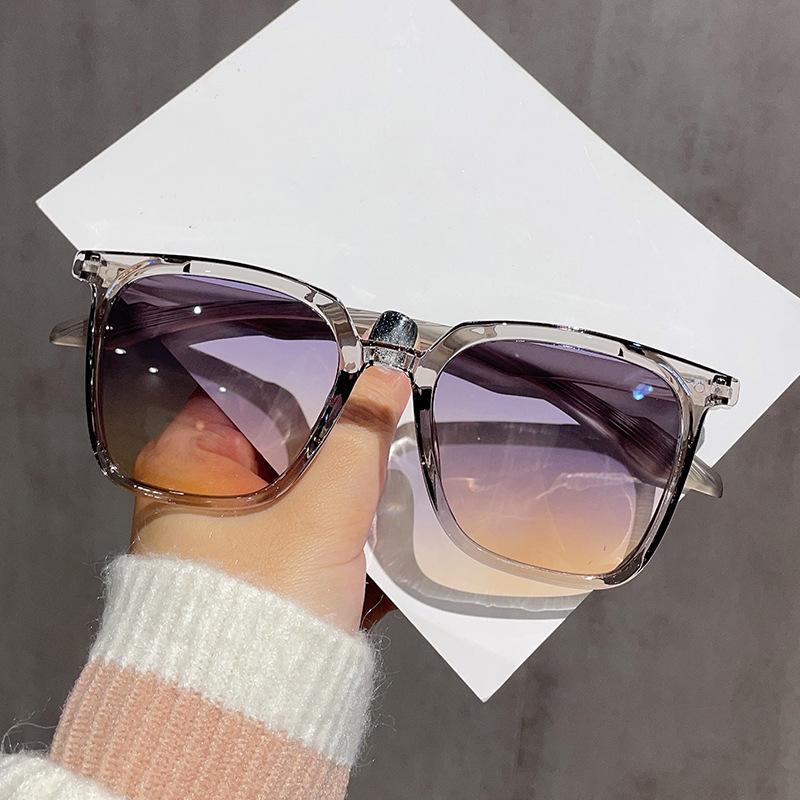 Tr90 Gradual Color Change Sunglasses Women'S Light Box Glasses Advanced Sense Anti-Ultraviolet Large Frame Sunglasses