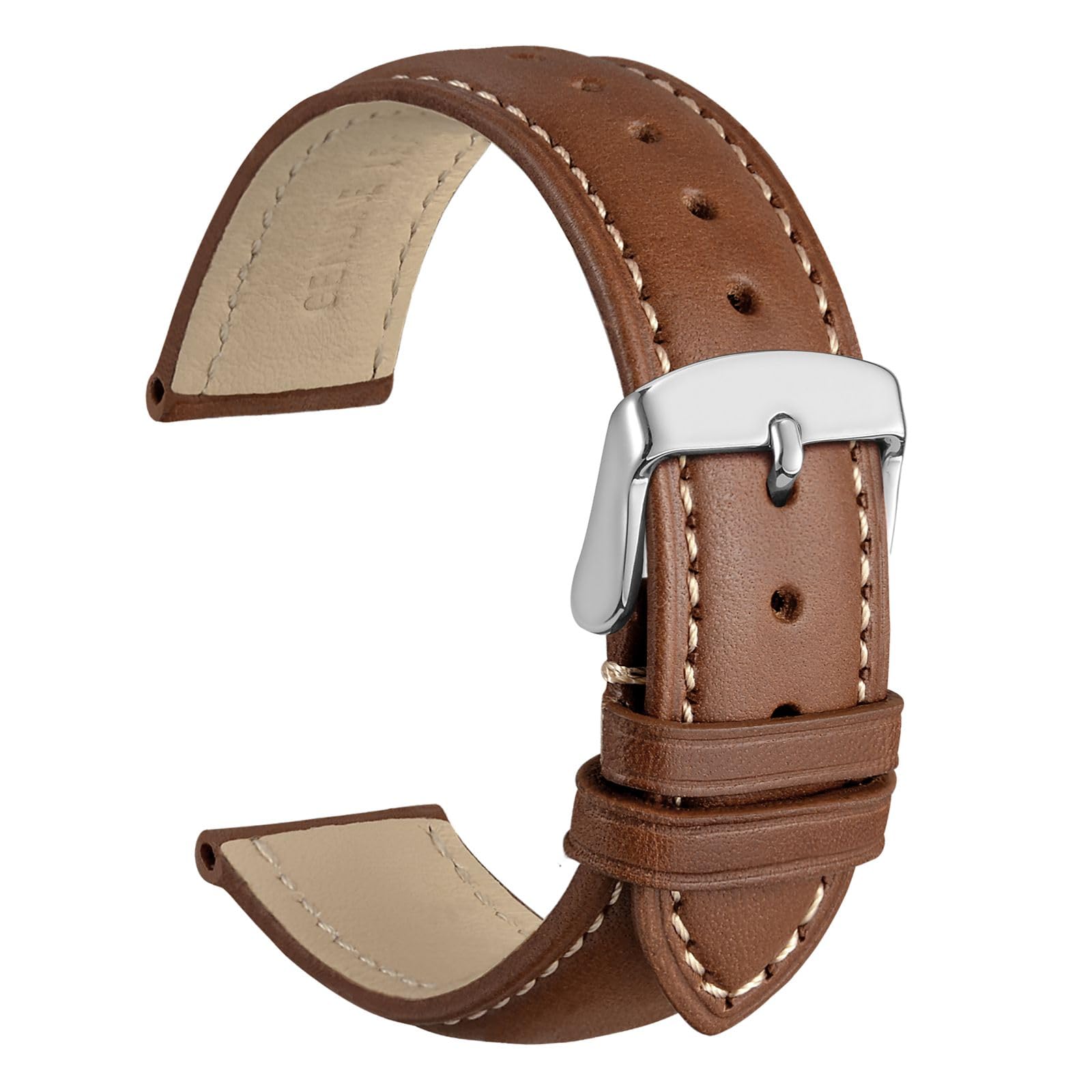 

WOCCI 20 мм Замена для часов Винтажная натуральная кожа Включает инструмент для регулировки и пружинные штифты Ремешок, Ремешок, (Седло Браун),