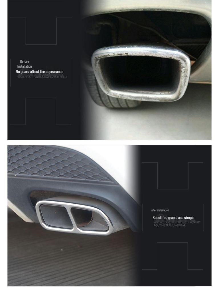 Mercedes-Benz W206 C-Class Exhaust Frame: Stainless Steel Silver, Four-Outlet Tail Pipe Set (2022 Model)