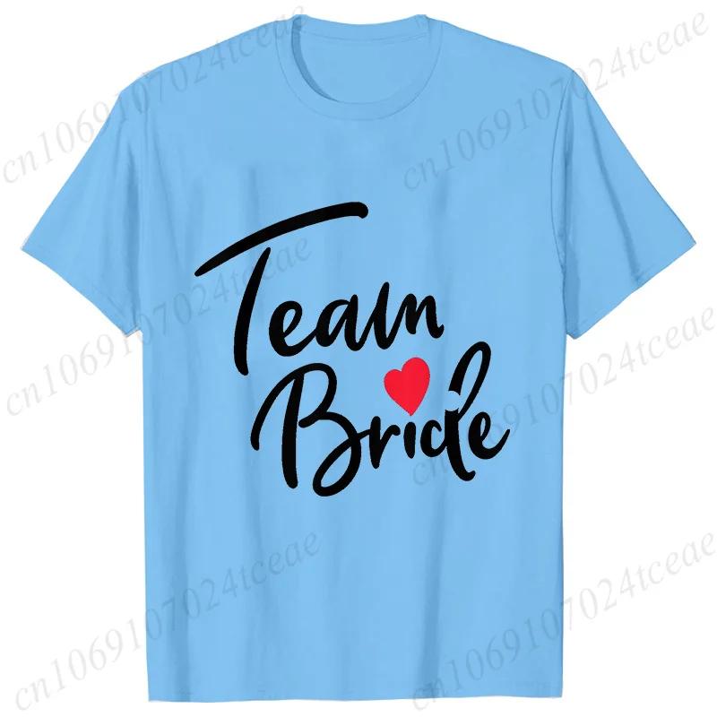 Team Bride Squad T-shirt Bridal Wedding Tops Bachelorette Farewell Party Tees Women EVJF Blouses Bridesmaid Aesthetic Clothing