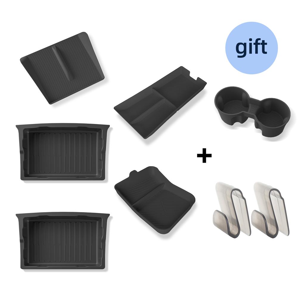 For Tesla Model X Under Seat Storage Box Center Console Wireless Charging Pad Armrest Storage Pad Organizer Tray Accessories 8Pc