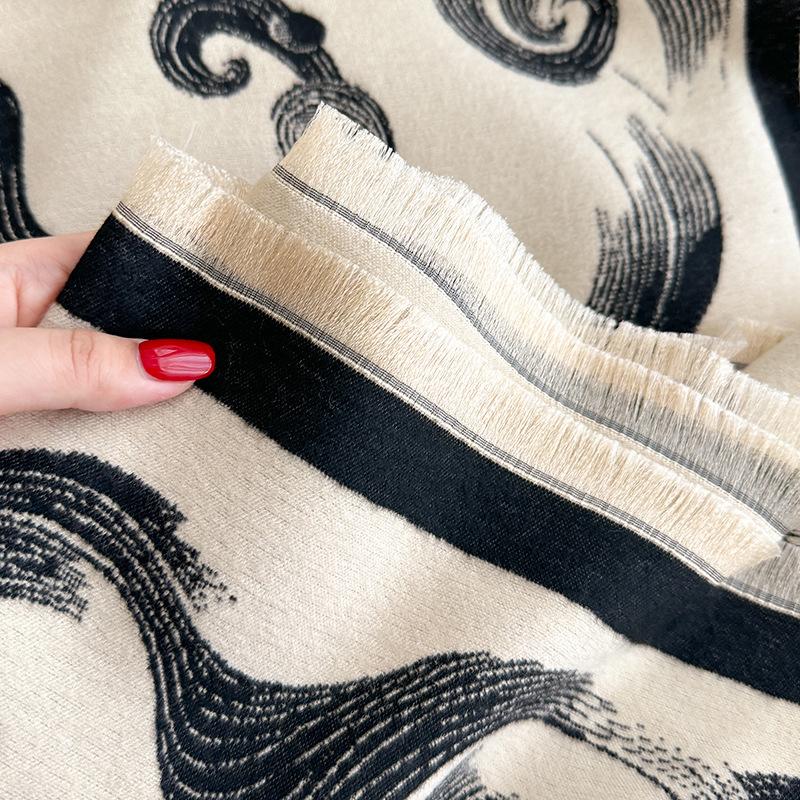 New Printing Contrasting Colors Autumn and Winter Double-sided Imitation Cashmere Scarf Winter Warm Shawl Women