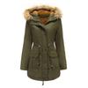 Plush Cotton Coat with Hood and Fur Collar, Winter Warm Coat, Large Size Women's Cotton Jacket