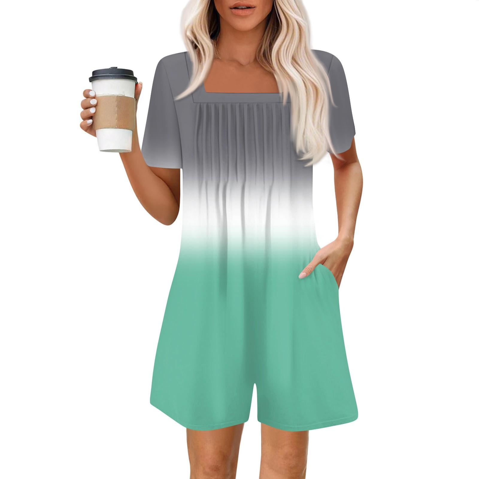

Женский повседневный комбинезон с коротким рукавом, модный топ, шорты, комбинезон с карманами S