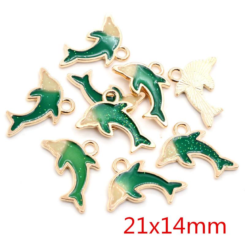 10pcs Enamel Animal Dolphin Shell Starfish Charms Pendant Cute for Earrings Necklace Bracelet Jewelry Findings Accessories