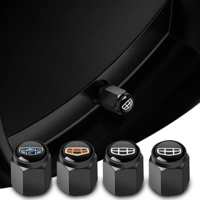 4 ks pro řadu Geely Geometry C Coolray Tugella Gx3 Panda Kovové krytky ventilků kol pneumatiky s logem Styling auta