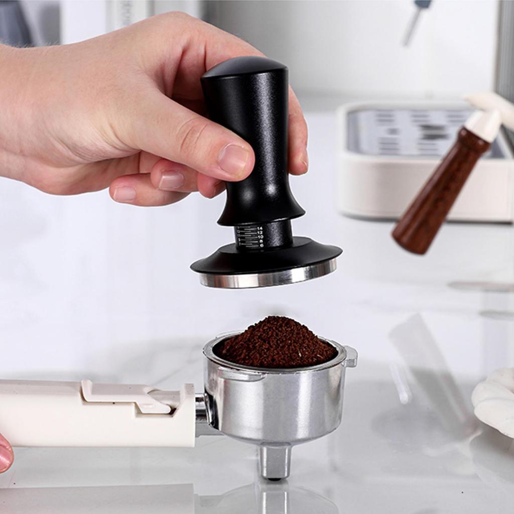 Coffee Tamper 30lbs Constant Pressure Reset Spring Self Adjustable Depth with Sound Feedback Espresso Tamper  with 304