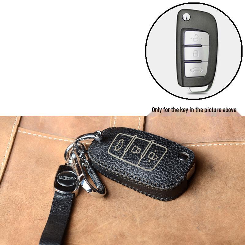 Key Case Protection Cover for Geely Models: New Emgrand GS, GL, Boyue, Vision X6/X3, S1, Borui, EC7 - Cowhide with Buckle.