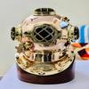 45.72 Cm Copper Brass Diving Helmet Mark V Deep Sea Scuba Divers Helmet With Wooden Base