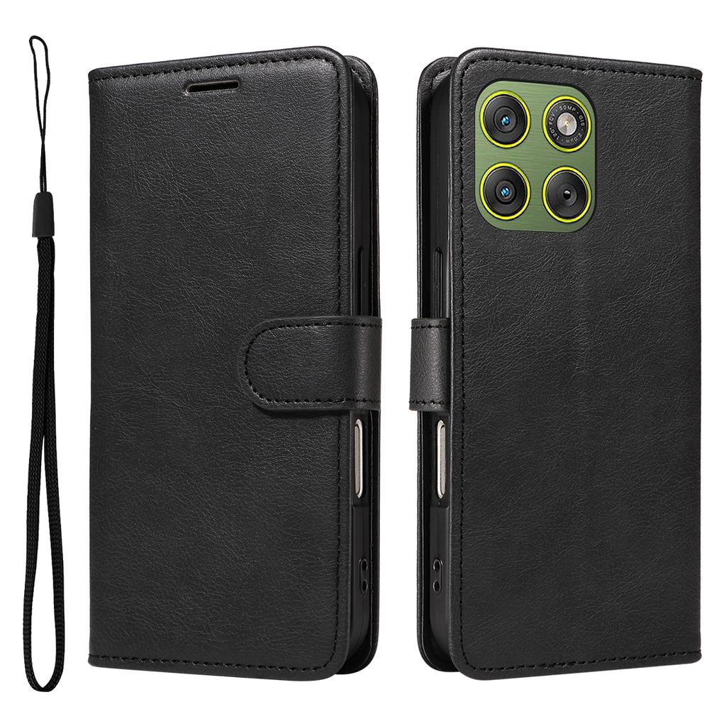 For Motorola Edge 70 5G Leather Wallet Case with Strap Solid Color Phone Stand Cover