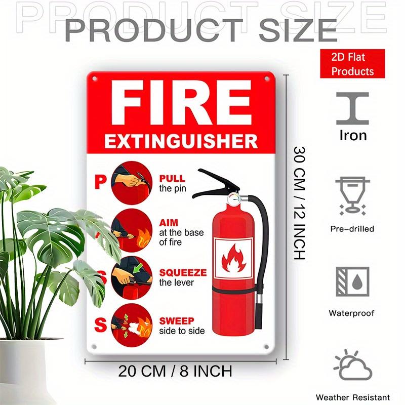 

Vintage Tin Sign Fire Extinguisher Wall Decor Metal Plate Retro Safety Art for Home Garage Office 20x30cm білий