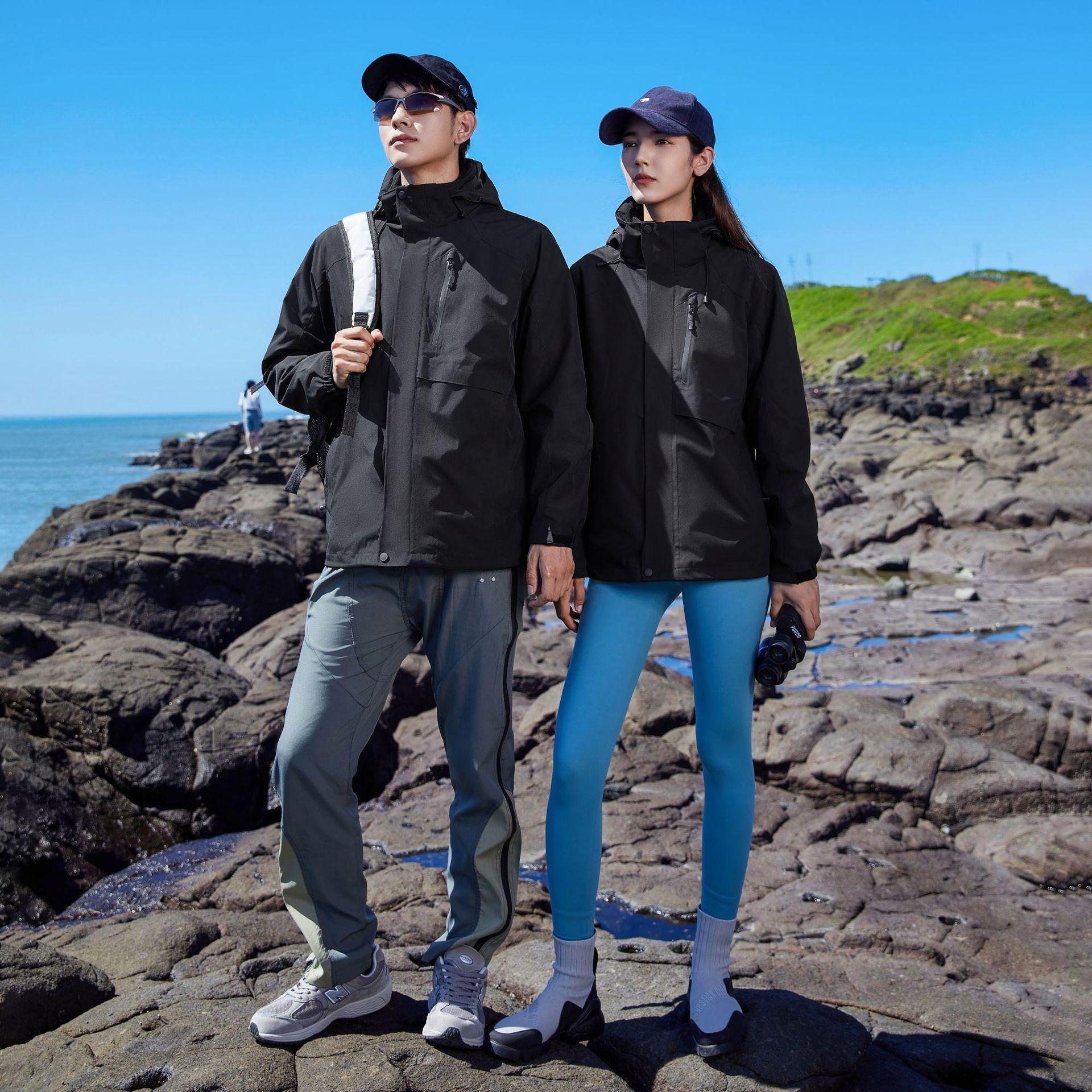 

Унисекс 3-в-1 Отстегивающаяся Штормовая Куртка: Ветрозащитный, Водонепроницаемый, с флисовой подкладкой для осеннего и зимнего кемпинга XL