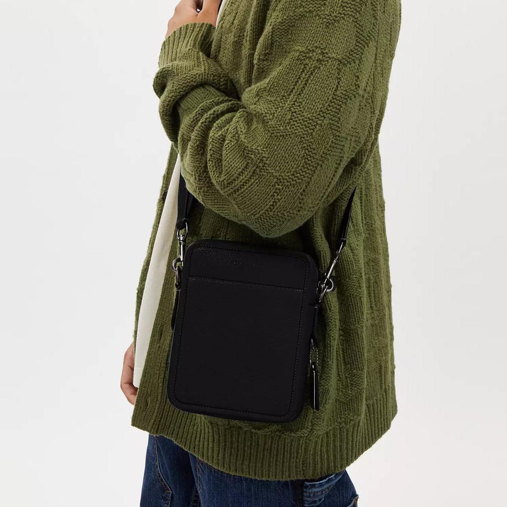 COACH Sullivan Pebble Texture Leather With Smooth Calfskin Crossbody Bags Small Men's Black & Copper & Black CP178-JIBLK