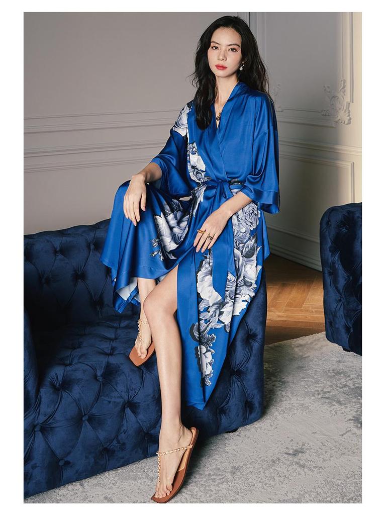 Yao Ting Women's Plus Size Satin Chiffon Pajamas - Summer Ice Silk Luxury Sleepwear & Bathrobe Set