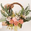16 Inch Artificial Rattan Wreath with Flowers Lifelike Faux Hydrangea Wreath for Spring Summer Indoor Outdoor Home Wall Porch Farmhouse Decor