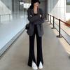 Split-ended Flared Pants Women's Autumn Wear New High-waisted Slim-fitting and Thin Small Black Drape Trousers