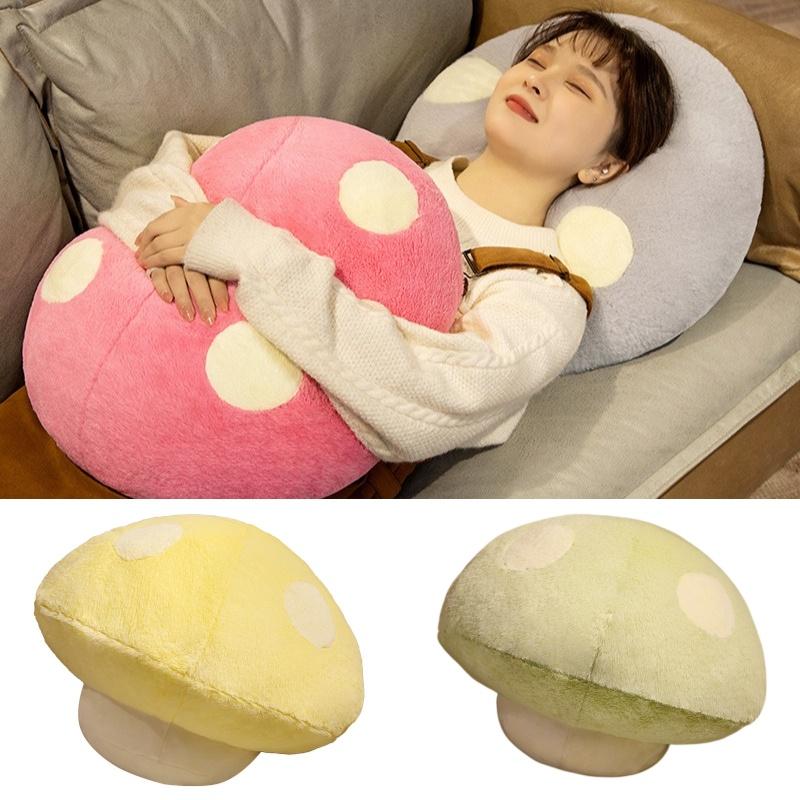 Soft And Cuddly Mushroom Pillow For Home Decor And Kids' Gifts Yellow/grey/pink/green