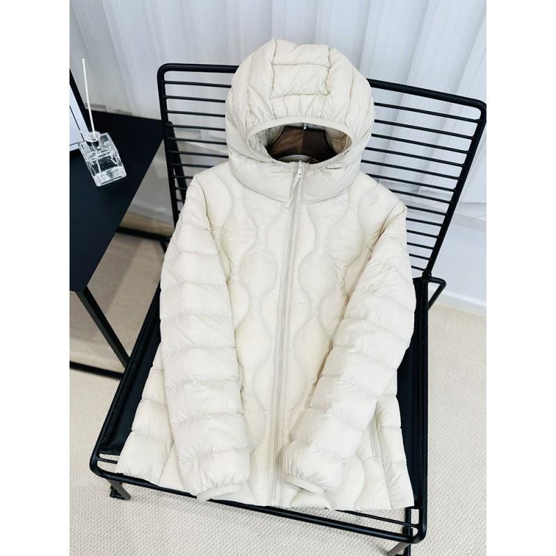 90 White Duck Down Lightweight Hooded Jacket Women Casual Winter Coat