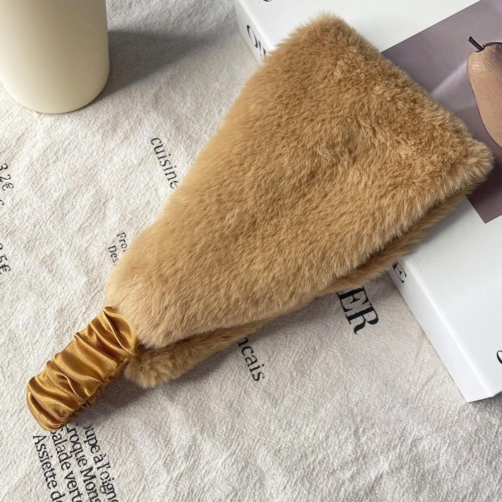 Elastic Hairbands Solid Color Turban Hat New Fluffy Plush Headband Daily Wear