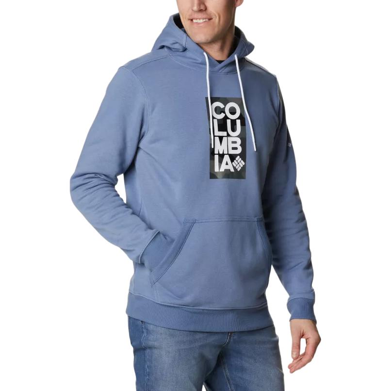 Columbia Letter Logo Outdoor Fleece Lined Warm Hooded American Sweatshirt Men sweatshirt Light-Blue JE1600-452