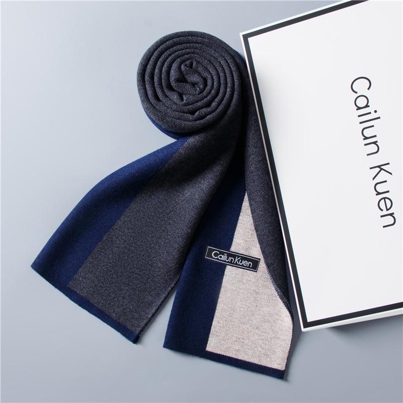 2026 New Men's Wool Plaid Scarf – Trendy Knitted Korean Style, Versatile and Warm Winter Accessory