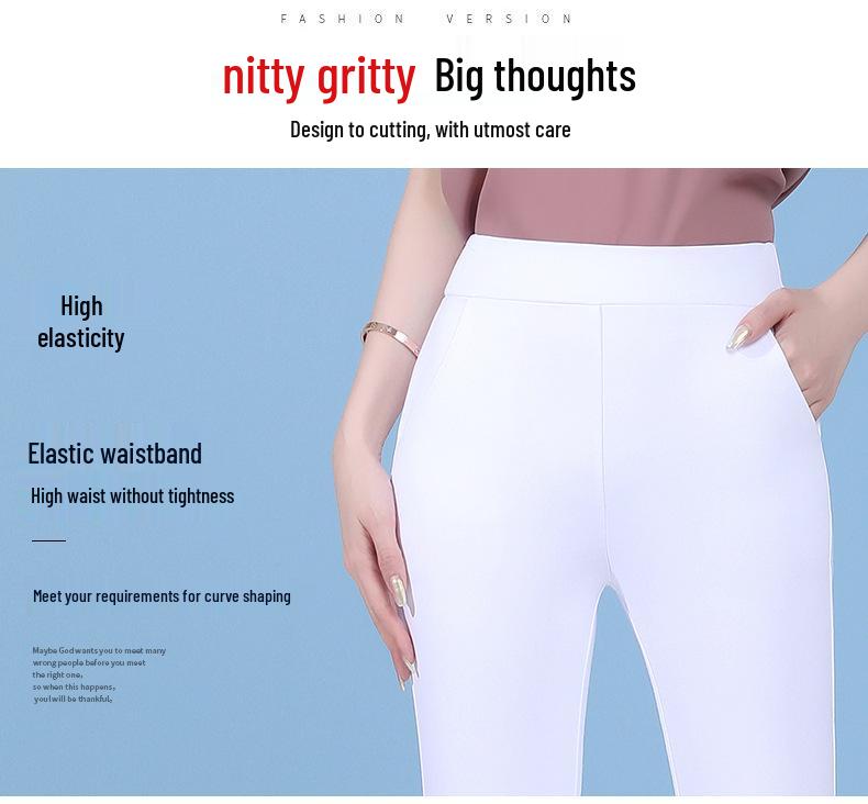 Women's High Waist Lace Flare Pants - White, Elastic, Plus Size, Slimming, Casual, Thin, Seven-Point Length, Summer Style