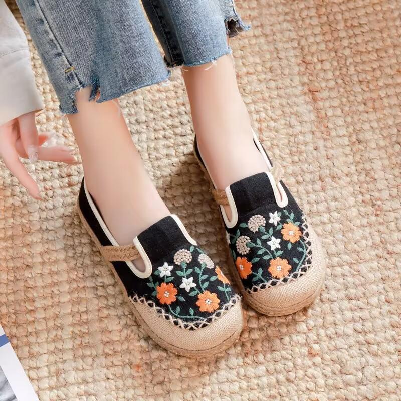 Spring Women's Ethnic Style Slip-on Espadrilles – Comfortable Old Beijing Cloth Shoes