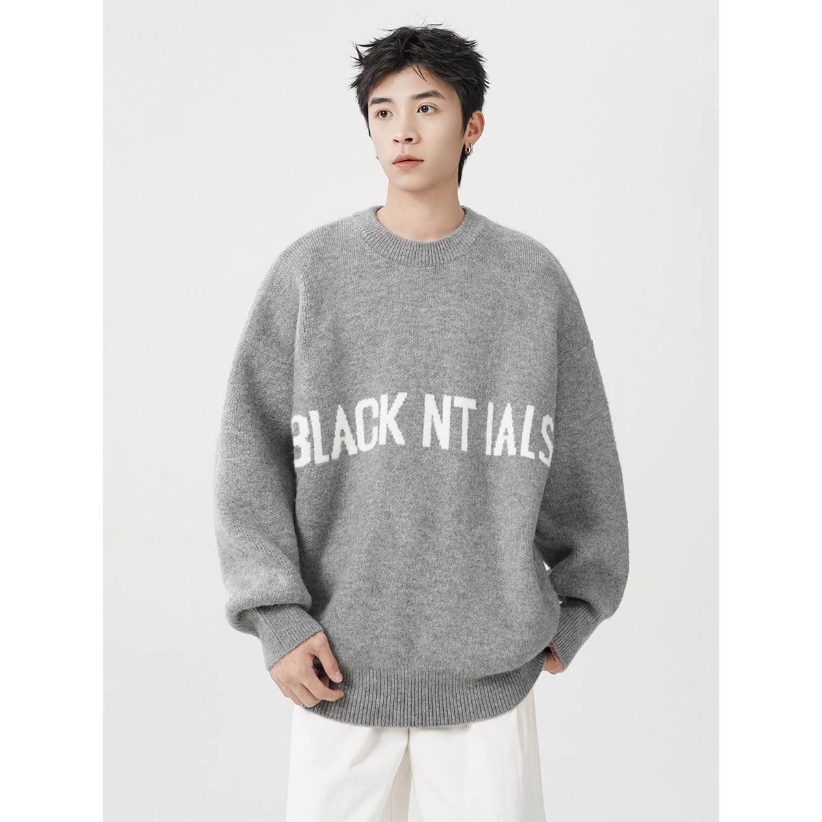 Men s 2025 Autumn/Winter Loose Round Neck Knit Sweater - American High Street Style XXXL темно-серого