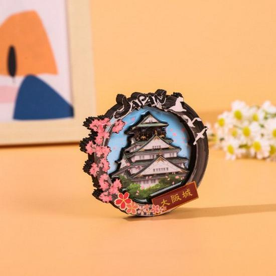 Japanese Epoxy Wood Refrigerator Magnets - Cute Cartoon Cultural Souvenirs, Soft Magnetic