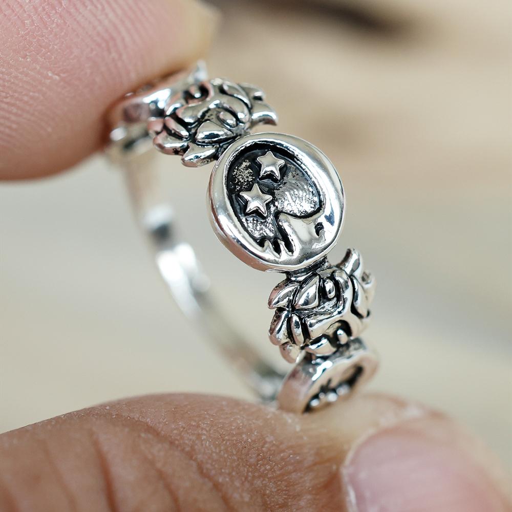 

Винтажные кольца в стиле панк с луной и звездами для женщин, ретро-серебристые кольца с геометрическим принтом «солнце», унисекс, модные украшения на палец 10 серебряный