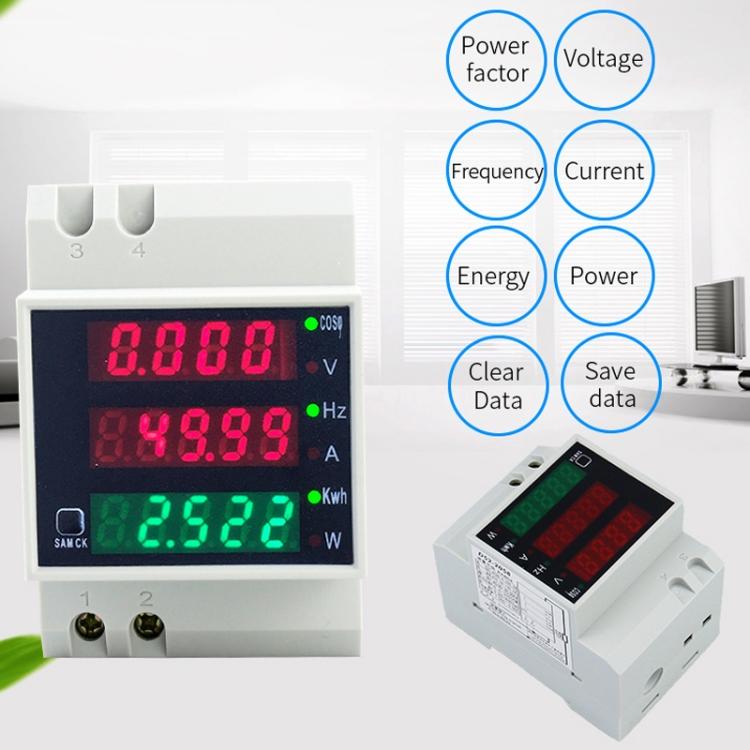 D52-2058 Wattmeter Din rail Volt Current Meter, Specification: AC80-300V Built-in CT