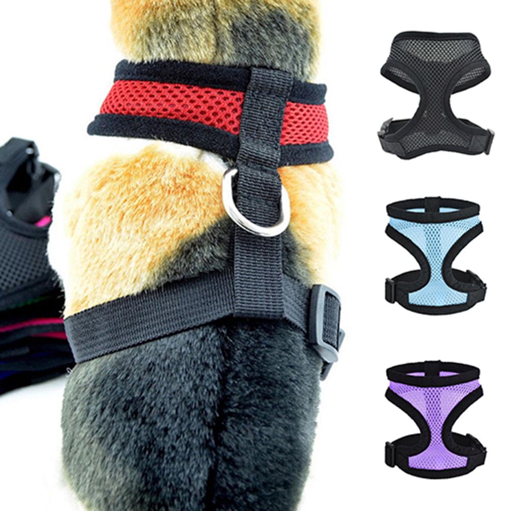 Dog Harness Adjustable Soft Breathable Dog Harness and Leash Set Nylon Mesh Vest Harness for Dogs Puppy Dogs Collar Chest Strap