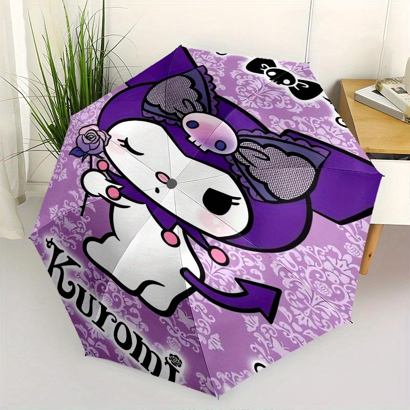 

Kuromi,Gothic Automatic Folding Umbrella-Simple 8-Rib Design, Bright Cartoon Pattern, Durable Iron Frame, Suitable For Travel, Outdoor, Beac