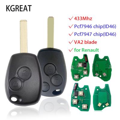 Kgreat Car Remote Key For Renault Duster Modus Clio 3 Twingo DACIA Logan Sandero Kangoo 433MHz 7946/7947 ID46 Chip