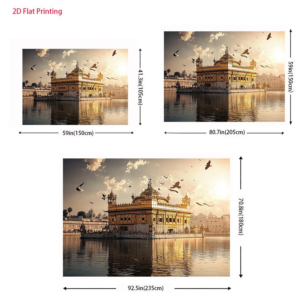 2D plane one piece of golden temple morning light pigeon shadow banner background cloth party photo-taking props