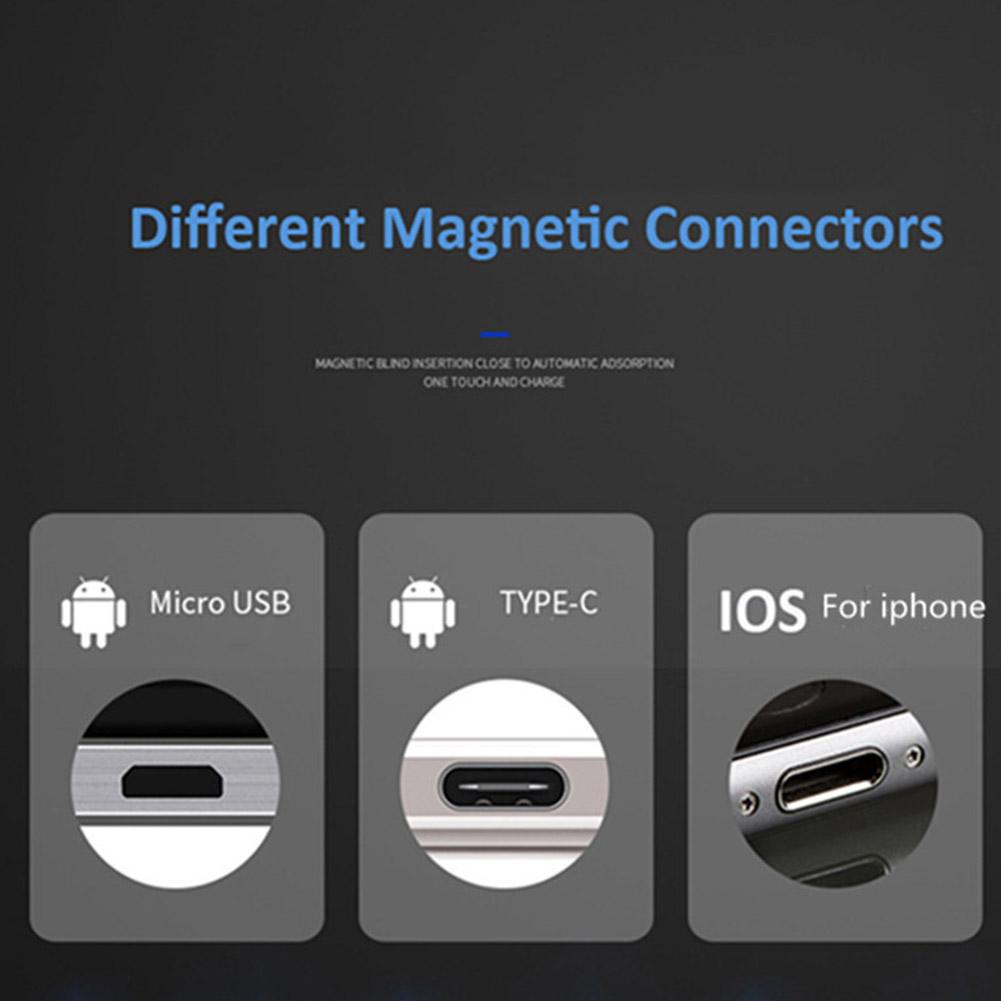 Data Line LED Magnetic Micro USB Cable Android Type-C IOS Fast Charging Cable for Mobile Phone