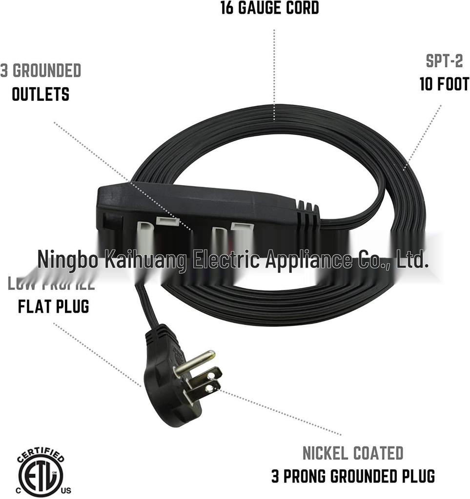 American Standard 5-15P to 5-15P 12AWG Flame Retardant Extension Cord 0.5M-0.6M Pure Copper