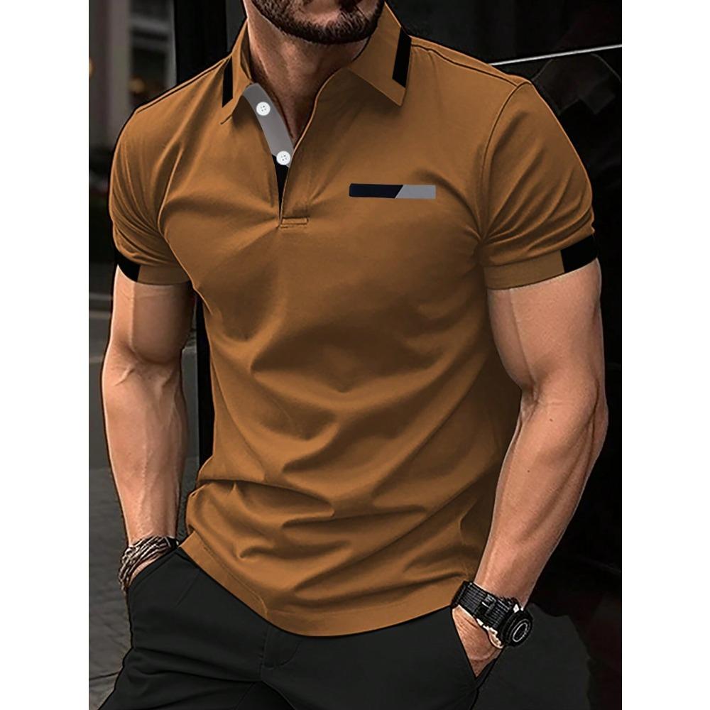 Manfinity Homme Chemise Polo Casual Manches Courtes Color-Block d'Été pour le Trajet