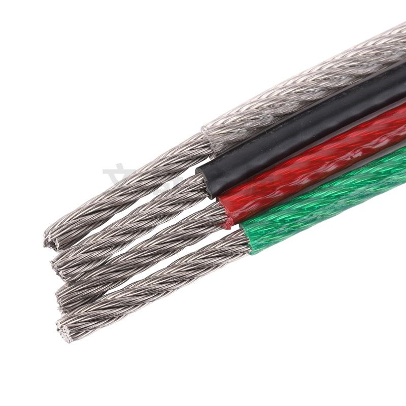304 Multi-Strand Stainless Steel Wire Rope, Colored Plastic & Rubber Coated Clothesline, 1-8mm.