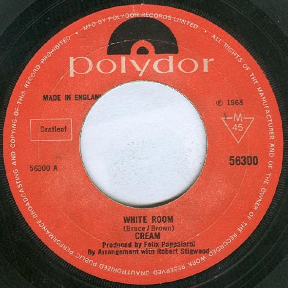 7inch Record CREAM - White Room 56300 Polydor 1969 UK Rock Used