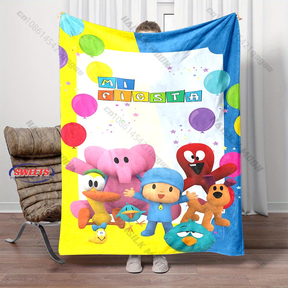 Cute P0c0y0 Theme Print Blanket Warm Soft and Comfortable Home Travel Blanket Sofa Bedding Cover Blankets Gift for Boys Girls