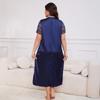 Women's Plus Size Ice Silk Short Sleeve Nightgown - Spring/Summer Home Wear