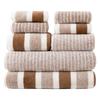 8PCS Striped Towels Set Quick Dry Absorbent Bathroom Towels, 2x Bath Towels 2x Hand Towels 4x Washcloth, for Adults Home Spa
